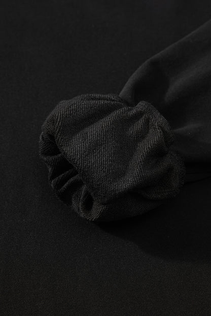 Parchment Solid O Neck High Low Hem Pullover Sweatshirt
