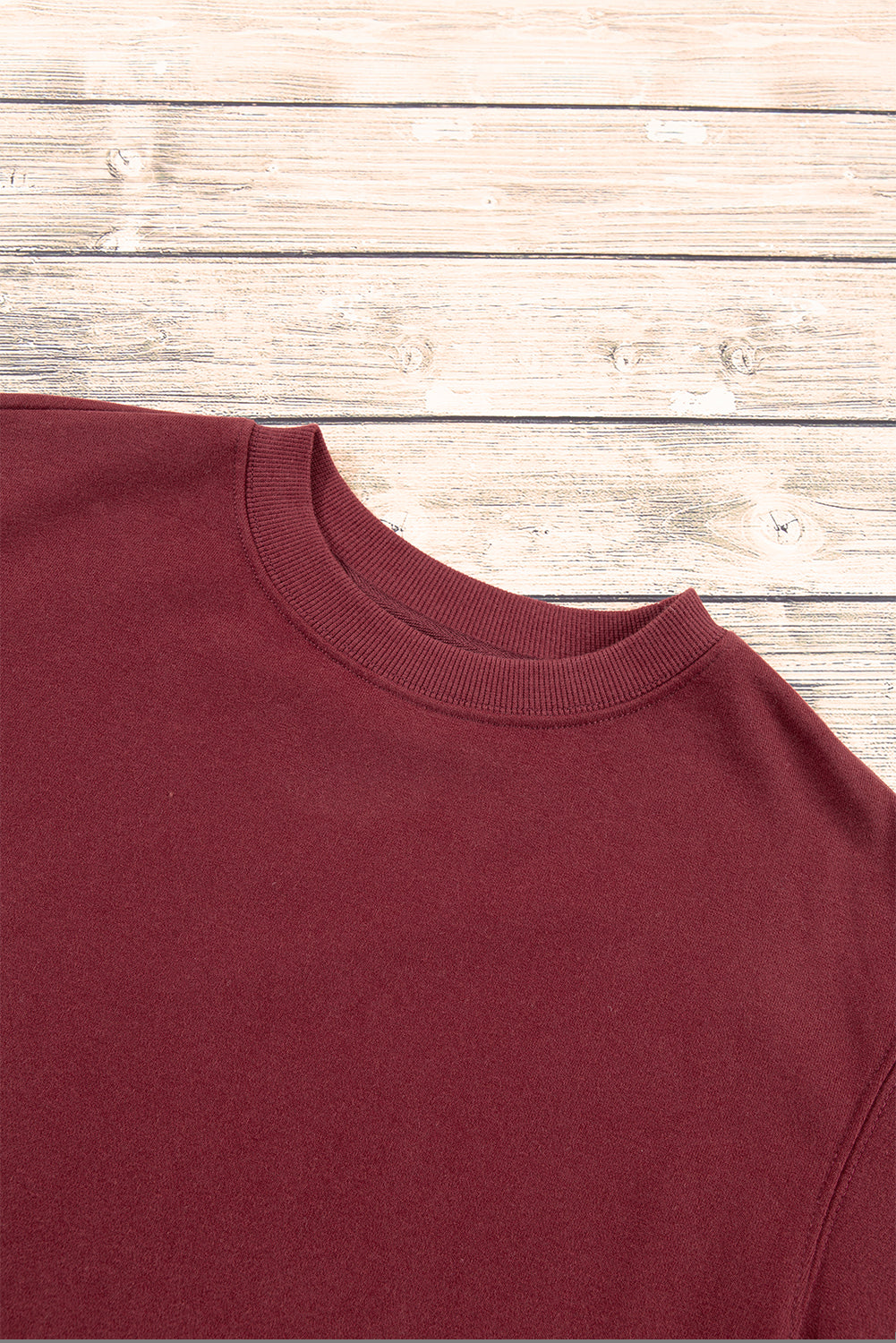 Navy Blue Plain Drop Shoulder Crewneck Pullover Sweatshirt