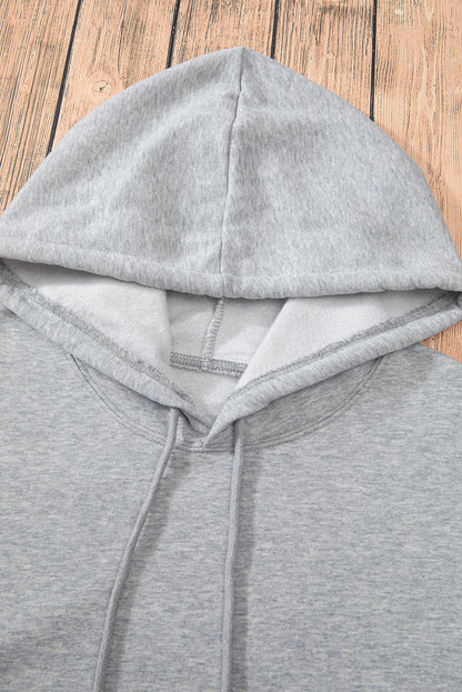 Bonbon Fleece Lined Kangaroo Pocket Drawstring Chunky Hoodie