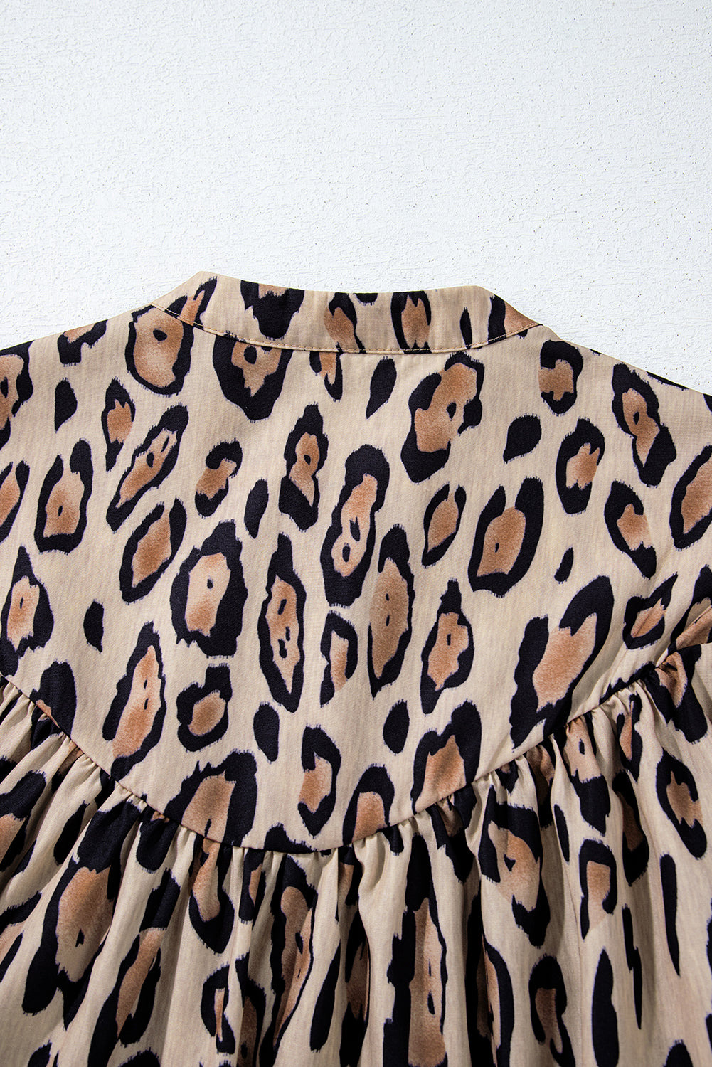 Jet Stream Oversized Leopard Print Balloon Sleeve Casual Shirt