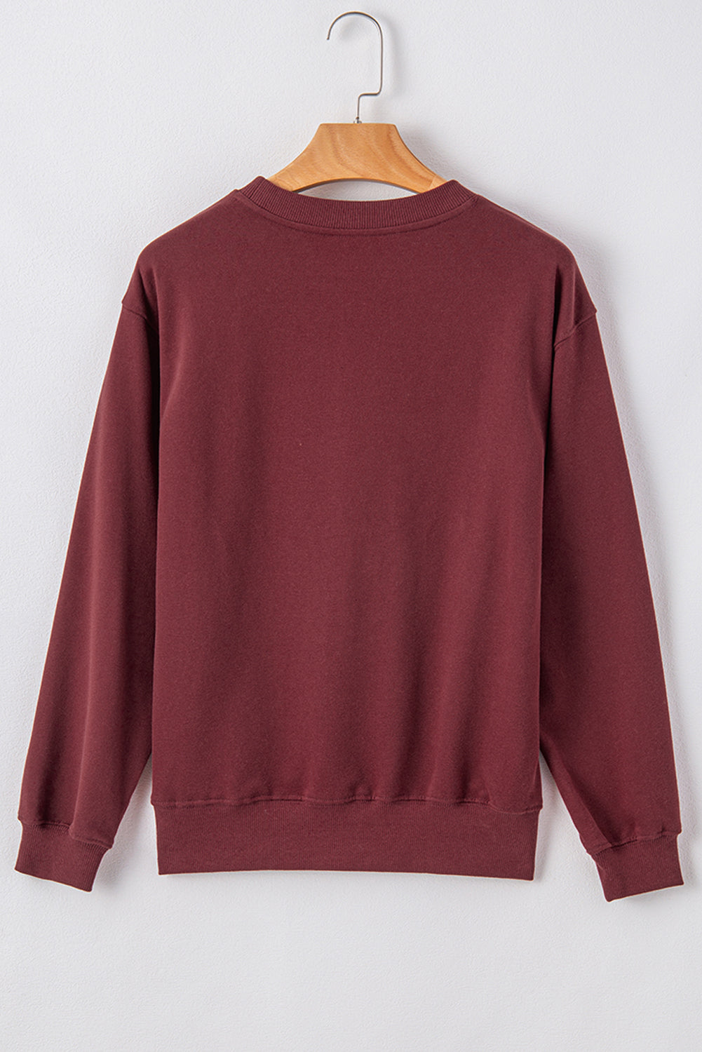Navy Blue Plain Drop Shoulder Crewneck Pullover Sweatshirt