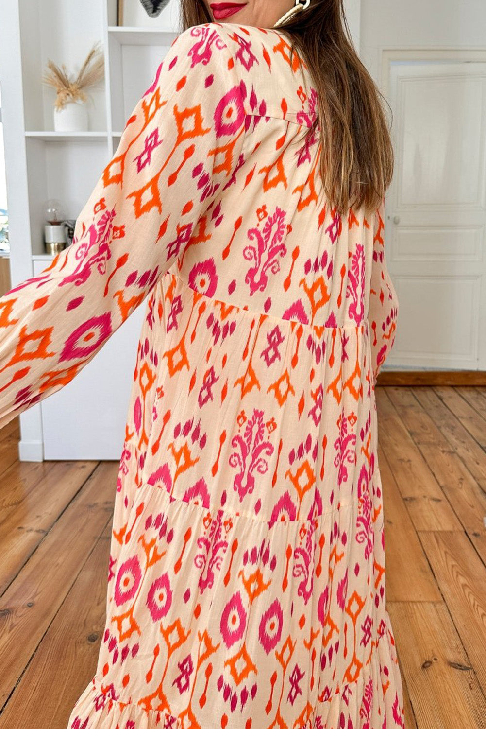 Blue Western Abstract Geometric Printed Maxi Dress