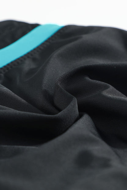 Violet Strap Trim Black Women Swim Boardshort
