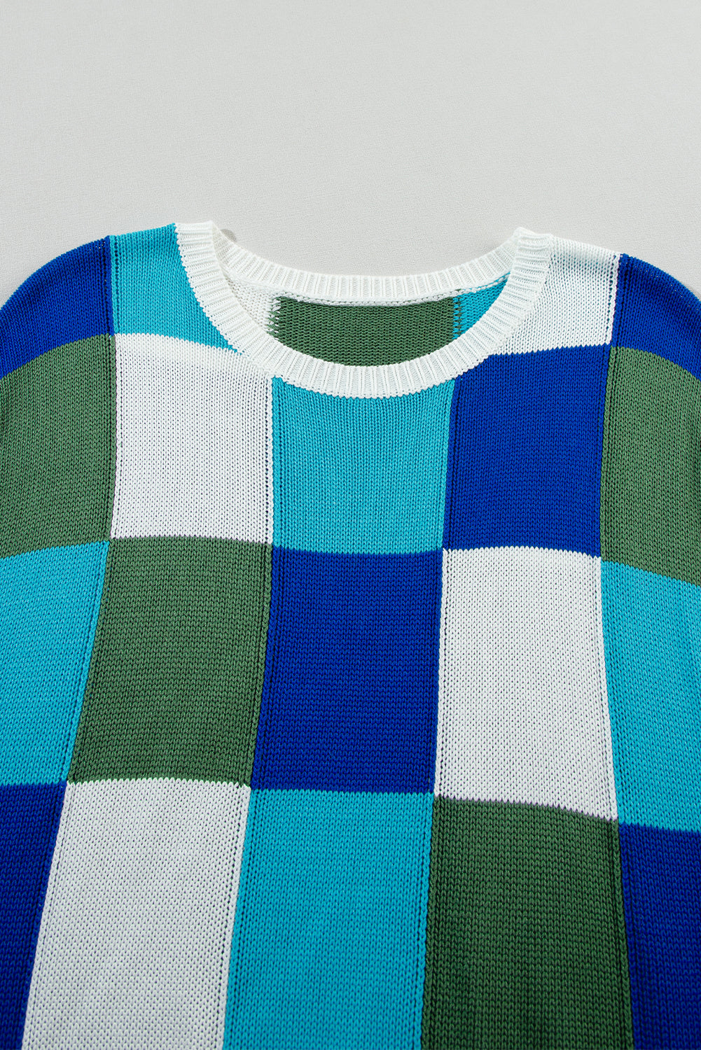 Dark Green Color Block Cap Sleeve Sweater