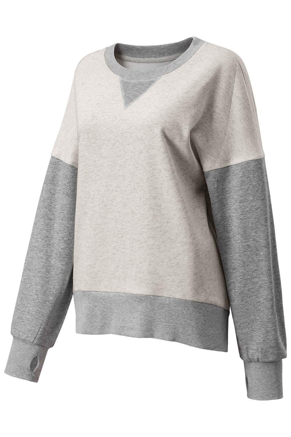 Parchment Color Block Thumbhole Sleeve Drop Shoulder Sweatshirt
