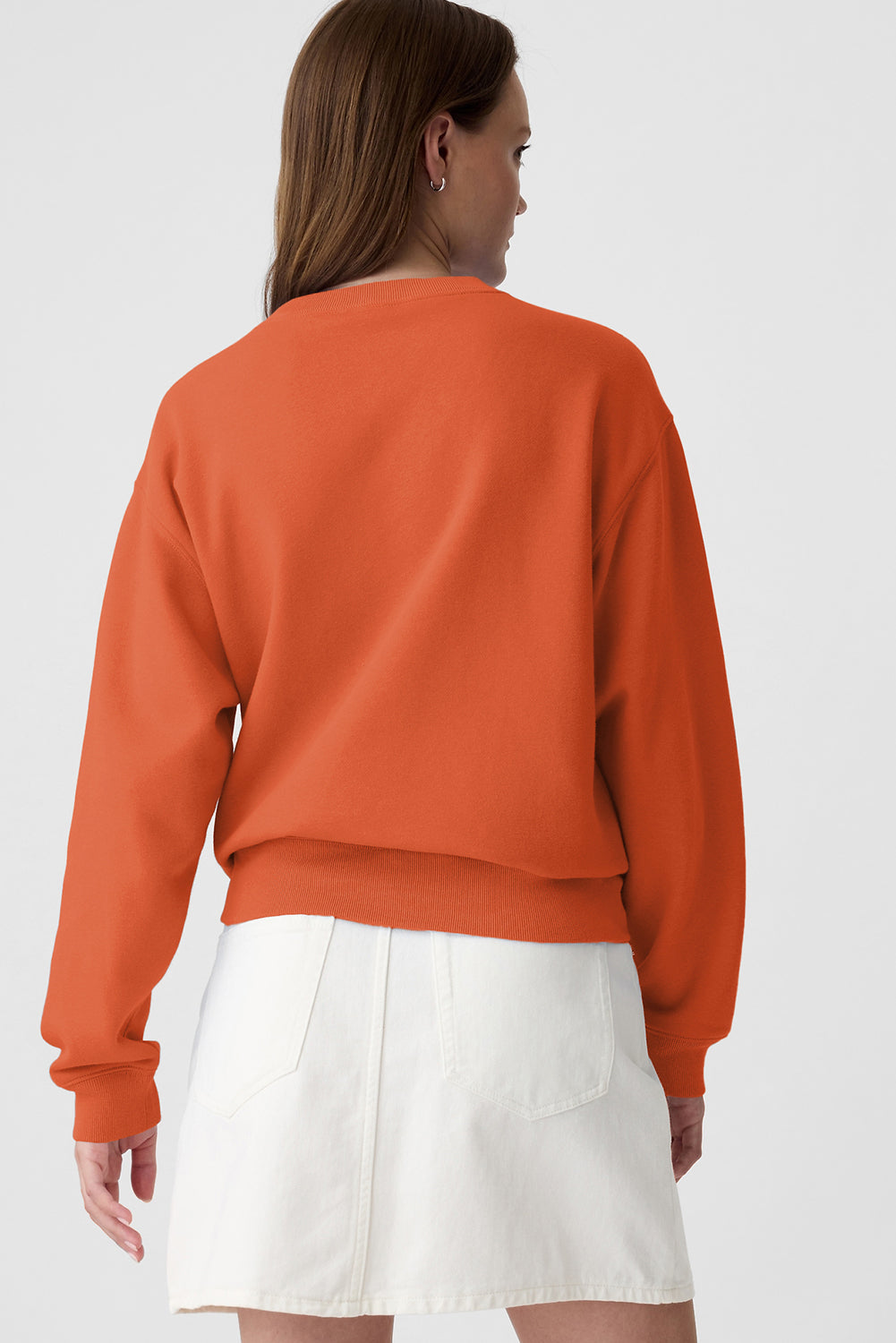 Navy Blue Plain Drop Shoulder Crewneck Pullover Sweatshirt