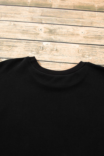 Valerian Solid Fleece Lined Drop Shoulder High Low Sweatshirt