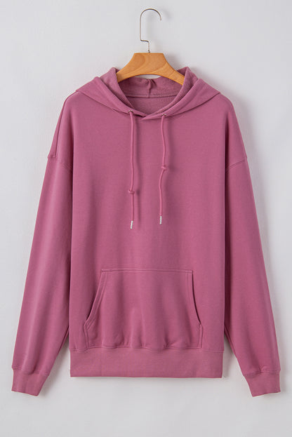 Bonbon Fleece Lined Kangaroo Pocket Drawstring Chunky Hoodie