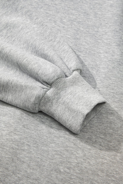 Bonbon Fleece Lined Half Zipper Kangaroo Pockets Loose Hoodie