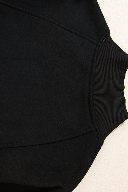 Smoke Gray Zipped Neck Pullover Drop Shoulder Sweatshirt