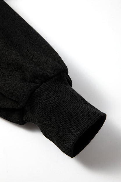 Bonbon Fleece Lined Half Zipper Kangaroo Pockets Loose Hoodie