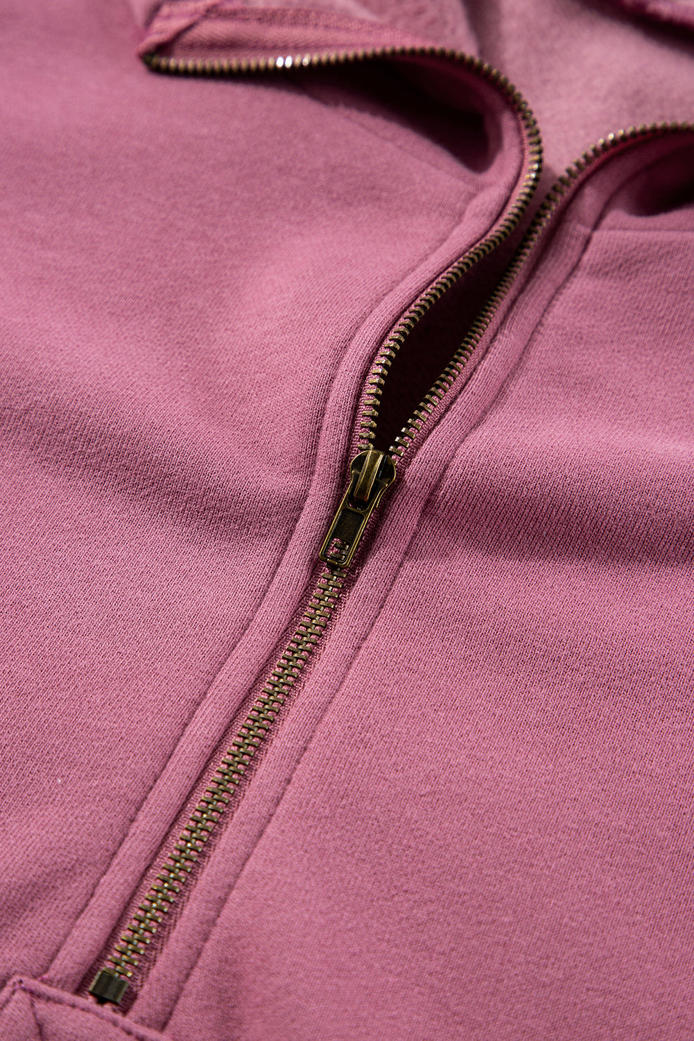 Bonbon Fleece Lined Half Zipper Kangaroo Pockets Loose Hoodie