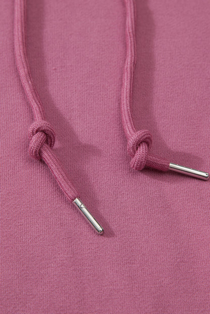 Bonbon Fleece Lined Kangaroo Pocket Drawstring Chunky Hoodie
