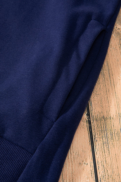 Parchment Solid O Neck High Low Hem Pullover Sweatshirt