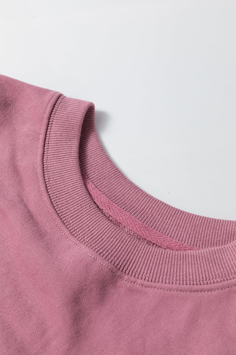 Navy Blue Plain Drop Shoulder Crewneck Pullover Sweatshirt