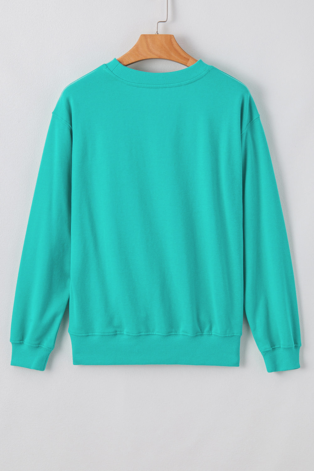 Navy Blue Plain Drop Shoulder Crewneck Pullover Sweatshirt