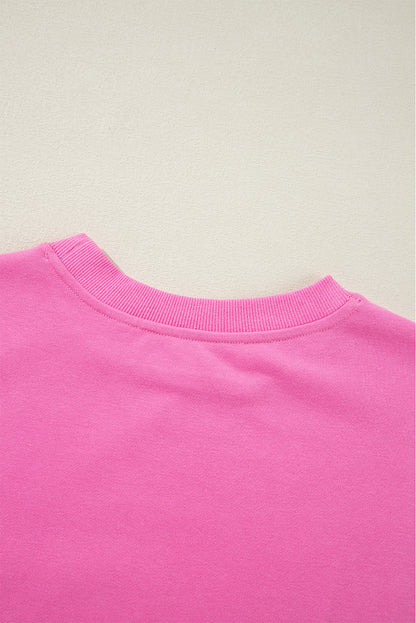 Navy Blue Plain Drop Shoulder Crewneck Pullover Sweatshirt