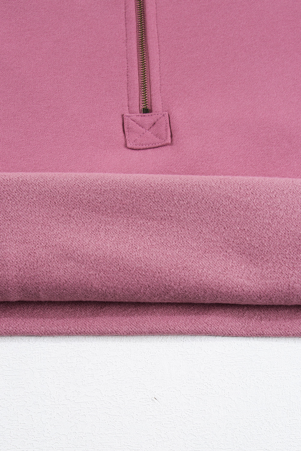 Bonbon Fleece Lined Half Zipper Kangaroo Pockets Loose Hoodie