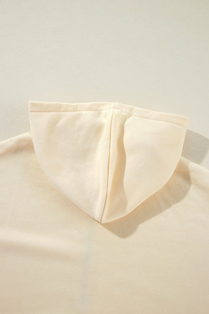 Bonbon Fleece Lined Half Zipper Kangaroo Pockets Loose Hoodie
