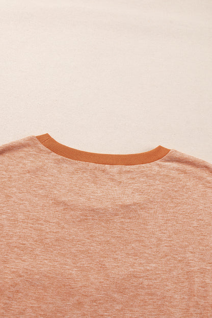 Desert Gold Stud Heart Patch Textured Front Dolman Top
