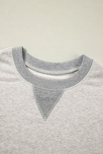 Parchment Color Block Thumbhole Sleeve Drop Shoulder Sweatshirt