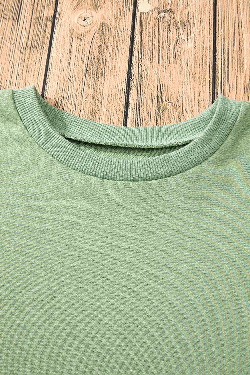 Parchment Solid O Neck High Low Hem Pullover Sweatshirt