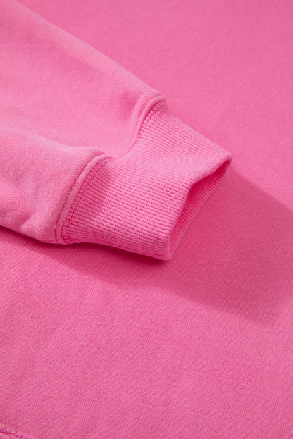 Bonbon Fleece Lined Kangaroo Pocket Drawstring Chunky Hoodie