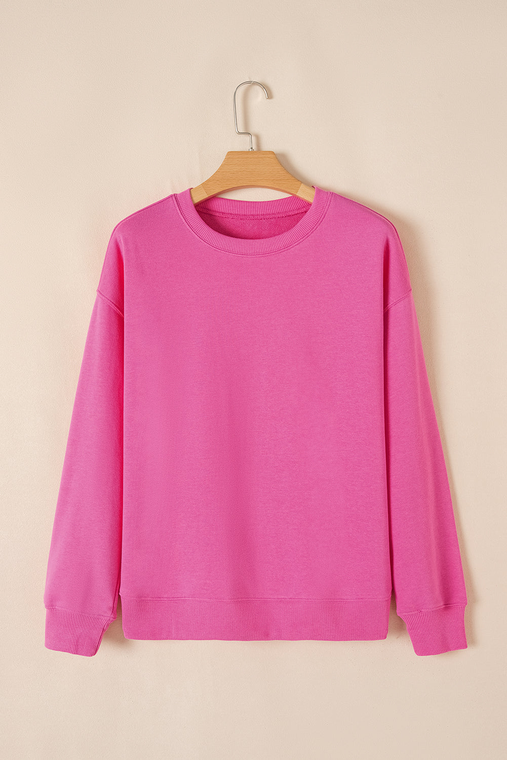 Dark Green Solid Classic Crewneck Pullover Sweatshirt