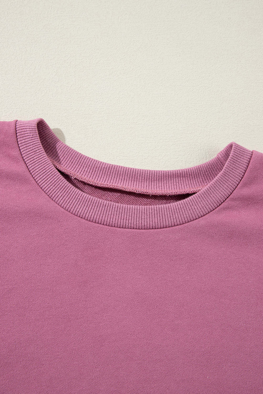 Parchment Solid O Neck High Low Hem Pullover Sweatshirt