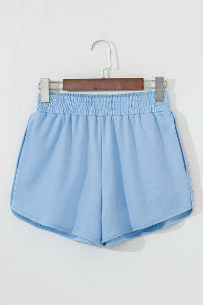 Bonbon Color Block Stripes Elastic High Waist Active Shorts