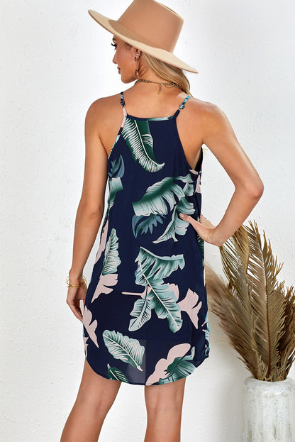 Summer Floral Print Pink Sleeveless Dress