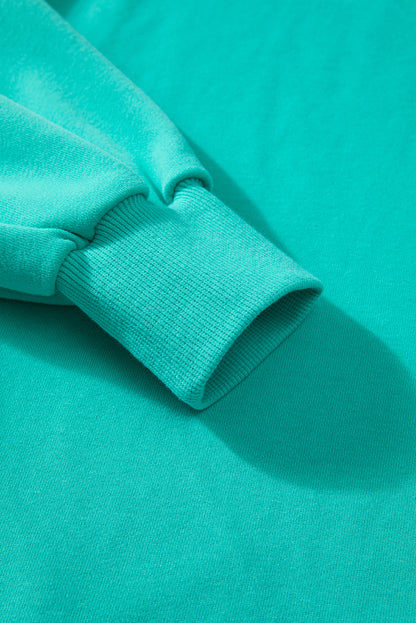 Parchment Solid O Neck High Low Hem Pullover Sweatshirt