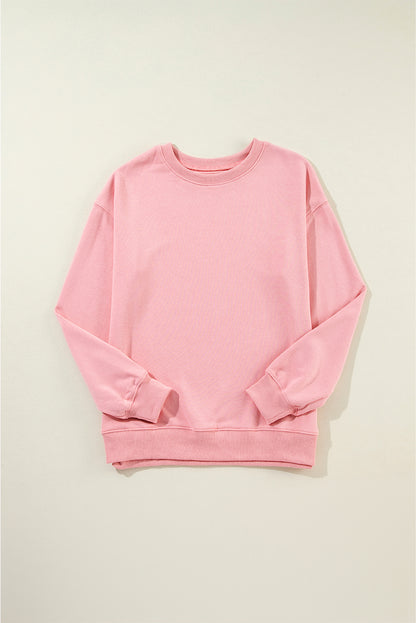 Dark Green Solid Classic Crewneck Pullover Sweatshirt