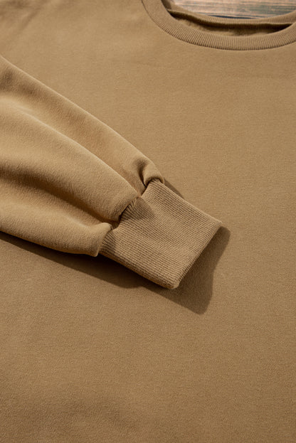 Valerian Solid Fleece Lined Drop Shoulder High Low Sweatshirt
