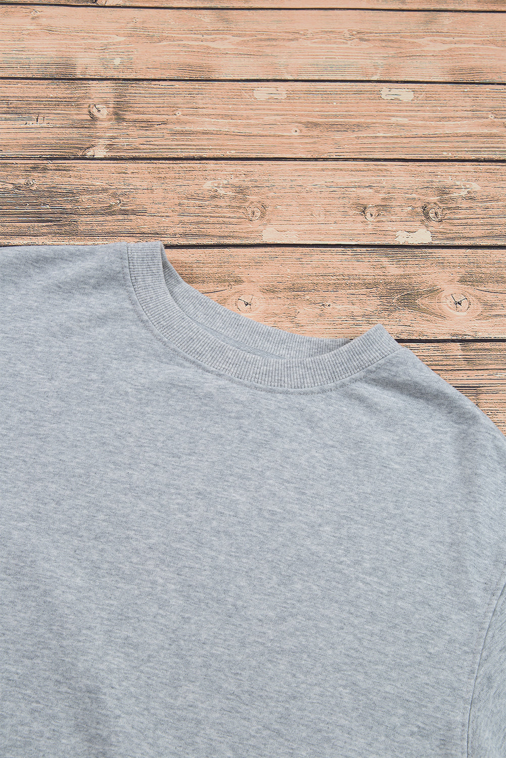 Navy Blue Plain Drop Shoulder Crewneck Pullover Sweatshirt