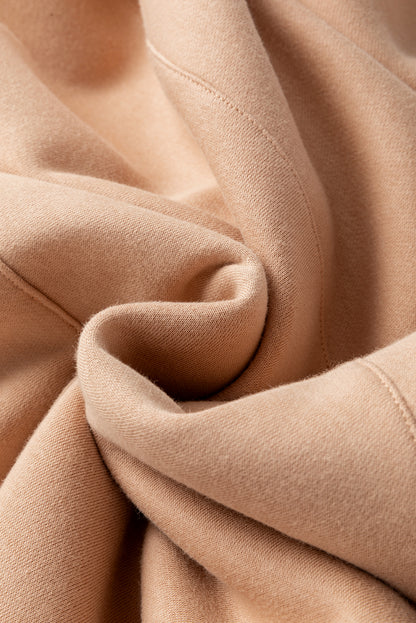 Apricot Drawstring Turtleneck Dolman Sleeve Sweatshirt