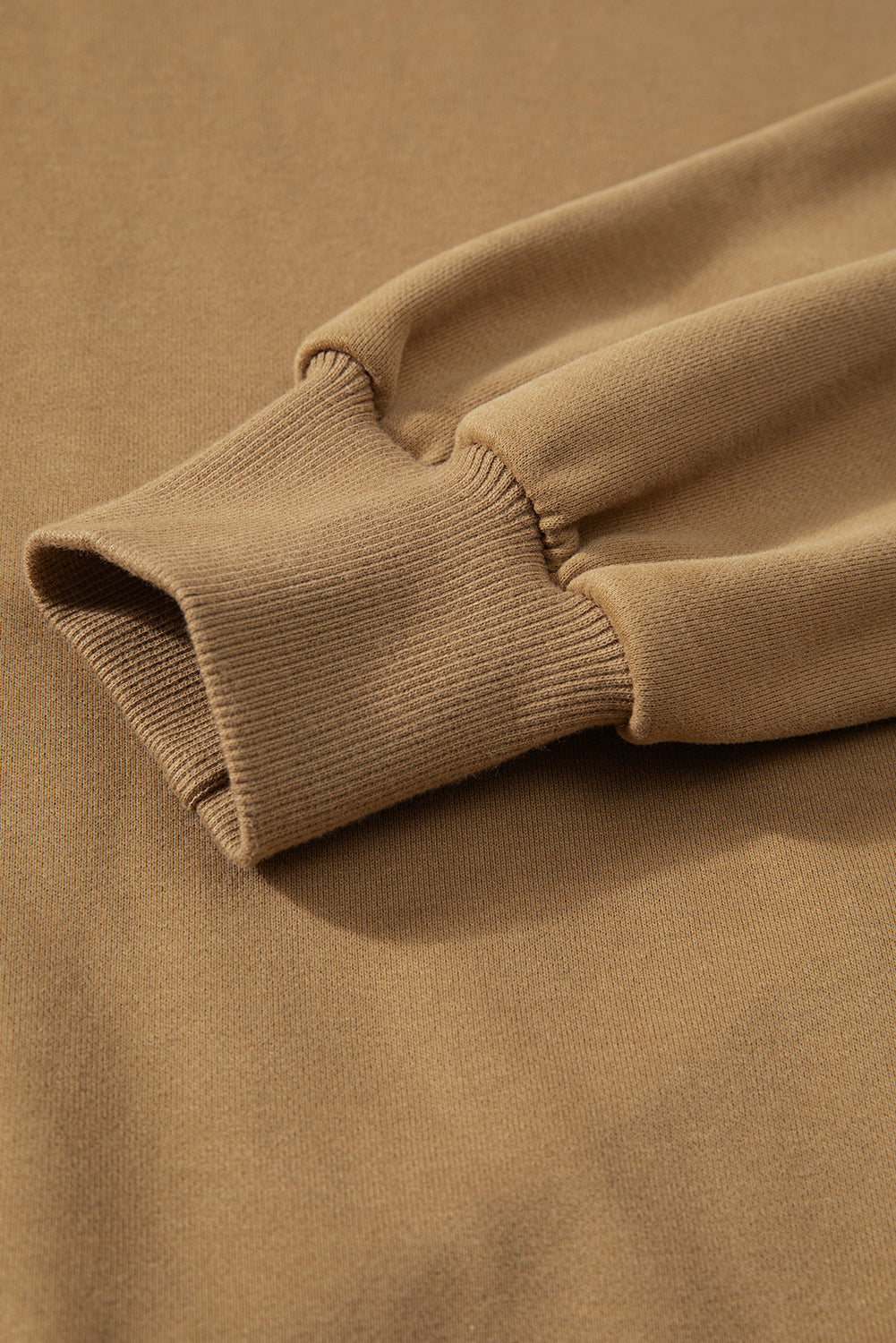 Parchment Solid O Neck High Low Hem Pullover Sweatshirt