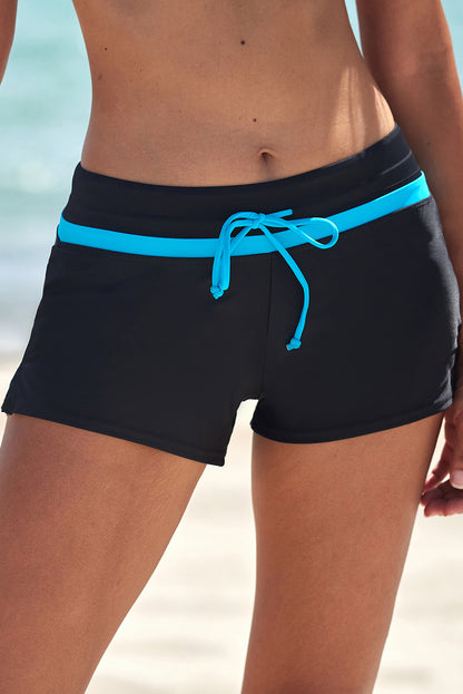 Violet Strap Trim Black Women Swim Boardshort