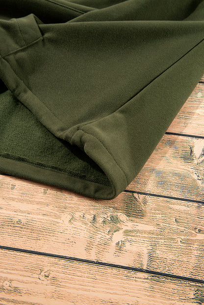 Bonbon Fleece Lined Half Zipper Kangaroo Pockets Loose Hoodie