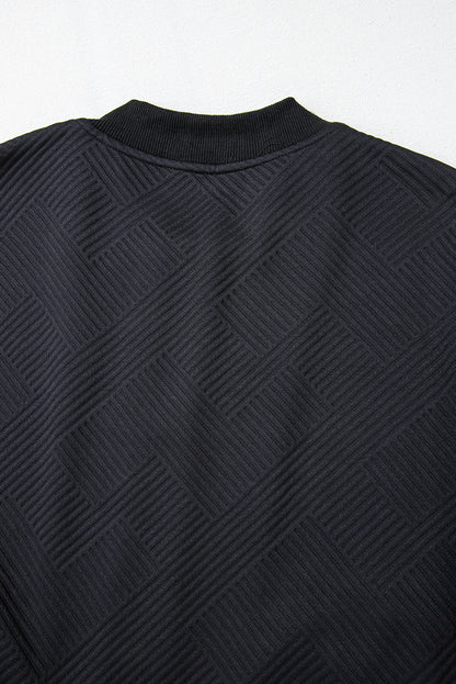 Myosotis Solid Textured Stand Neck Zipper Bomber Jacket