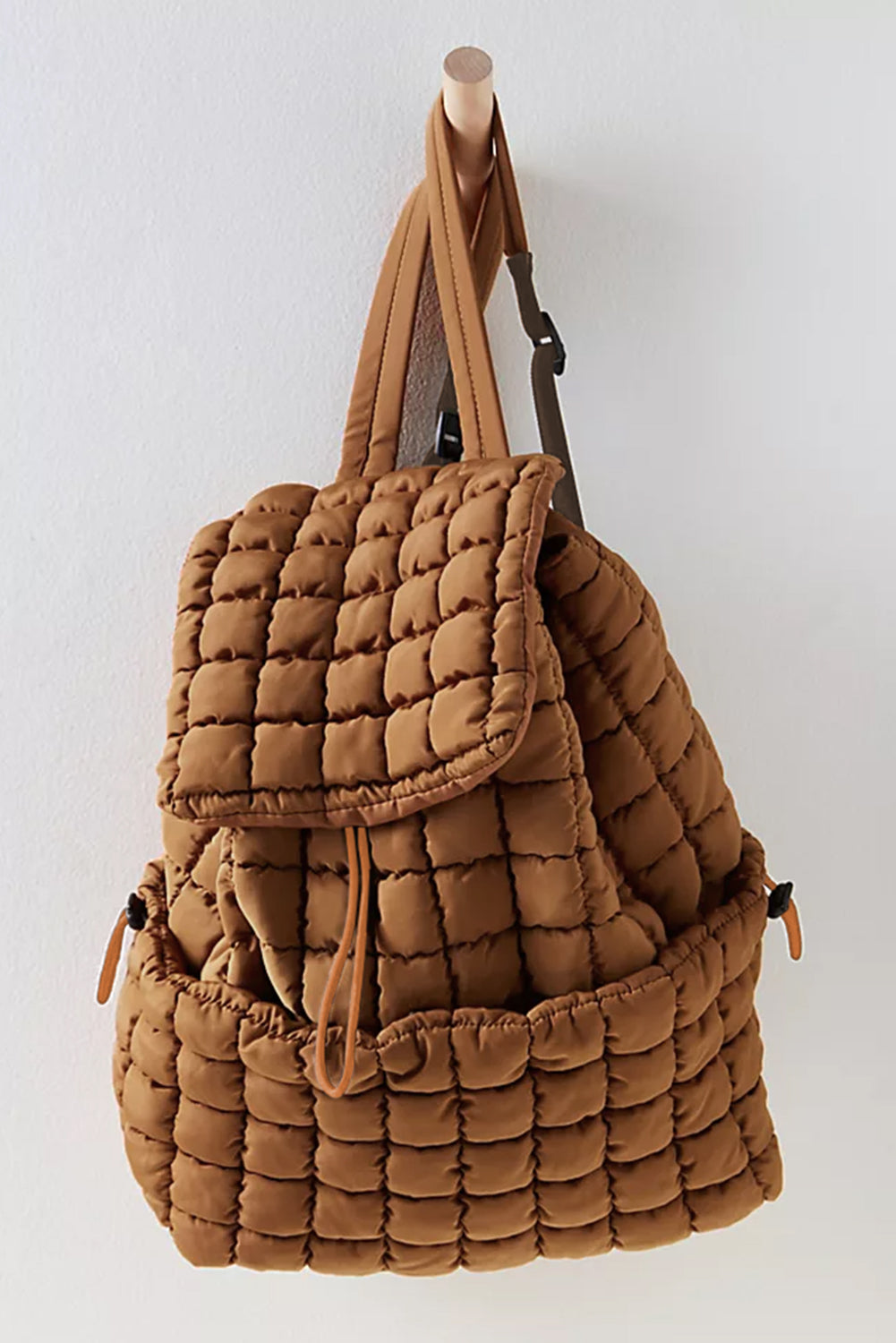Dusk Blue Solid Flapped Quilted Puffer Backpack