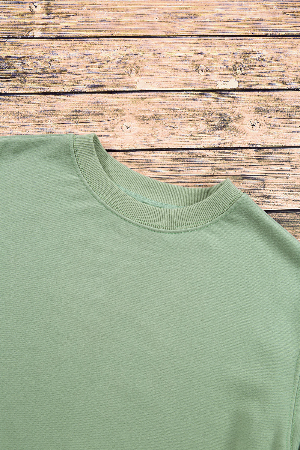 Navy Blue Plain Drop Shoulder Crewneck Pullover Sweatshirt