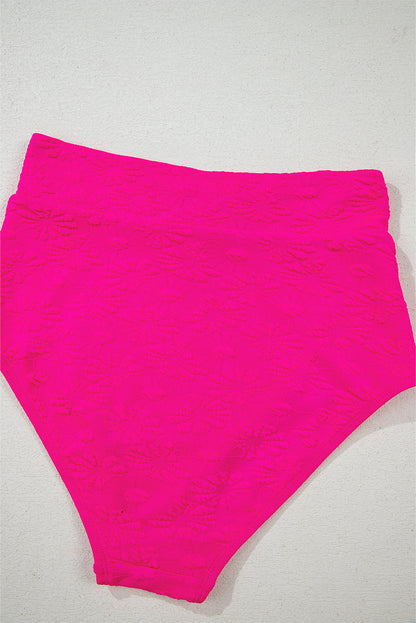 Rose Red Gold Shell Decor Wire-free Knotted 2pcs Bikini Swimsuit