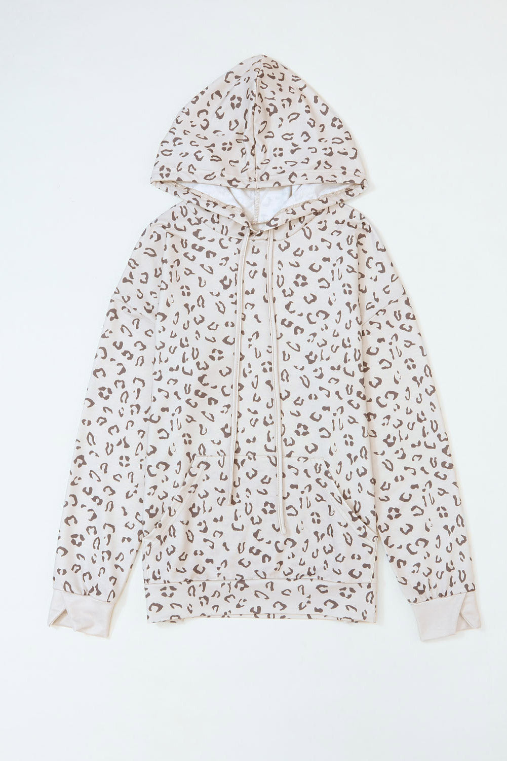 Printed Subtle Slit Plus Size Leopard Hoodie