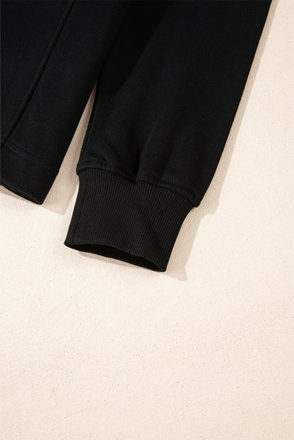 Smoke Gray Zipped Neck Pullover Drop Shoulder Sweatshirt