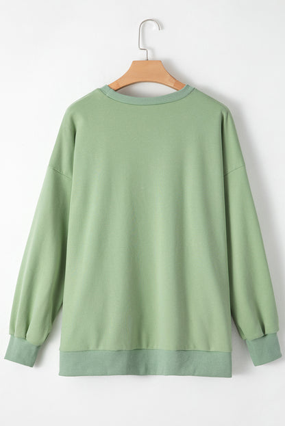 Parchment Solid O Neck High Low Hem Pullover Sweatshirt