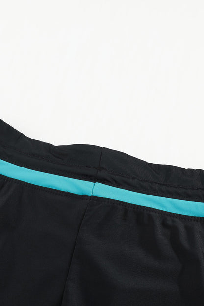 Violet Strap Trim Black Women Swim Boardshort