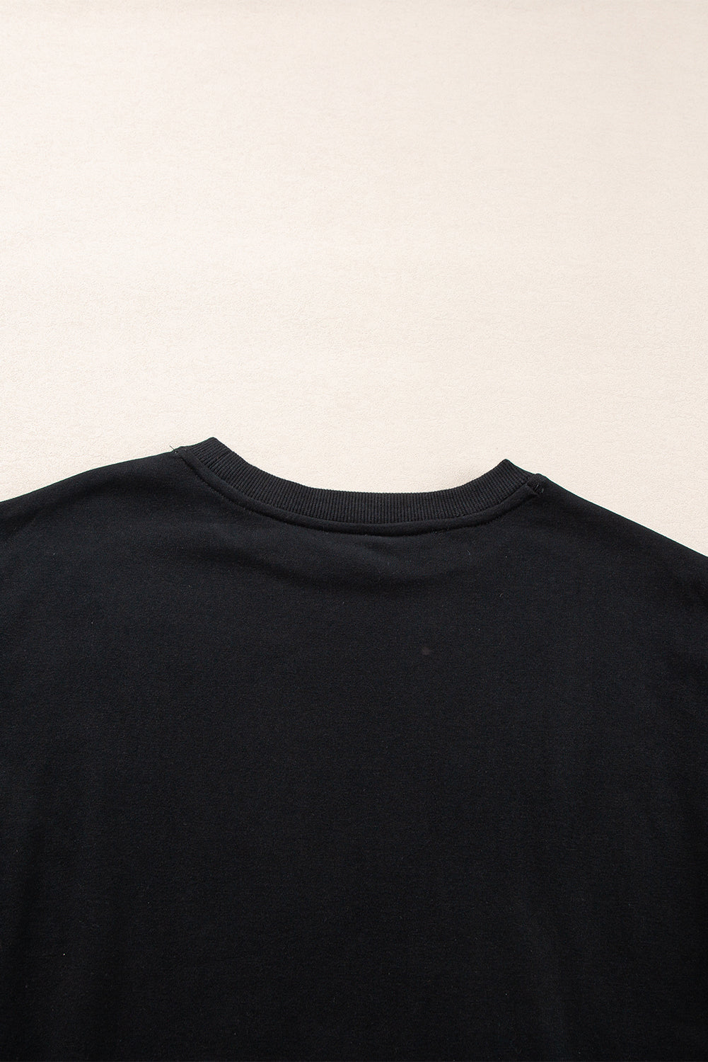 Navy Blue Plain Drop Shoulder Crewneck Pullover Sweatshirt