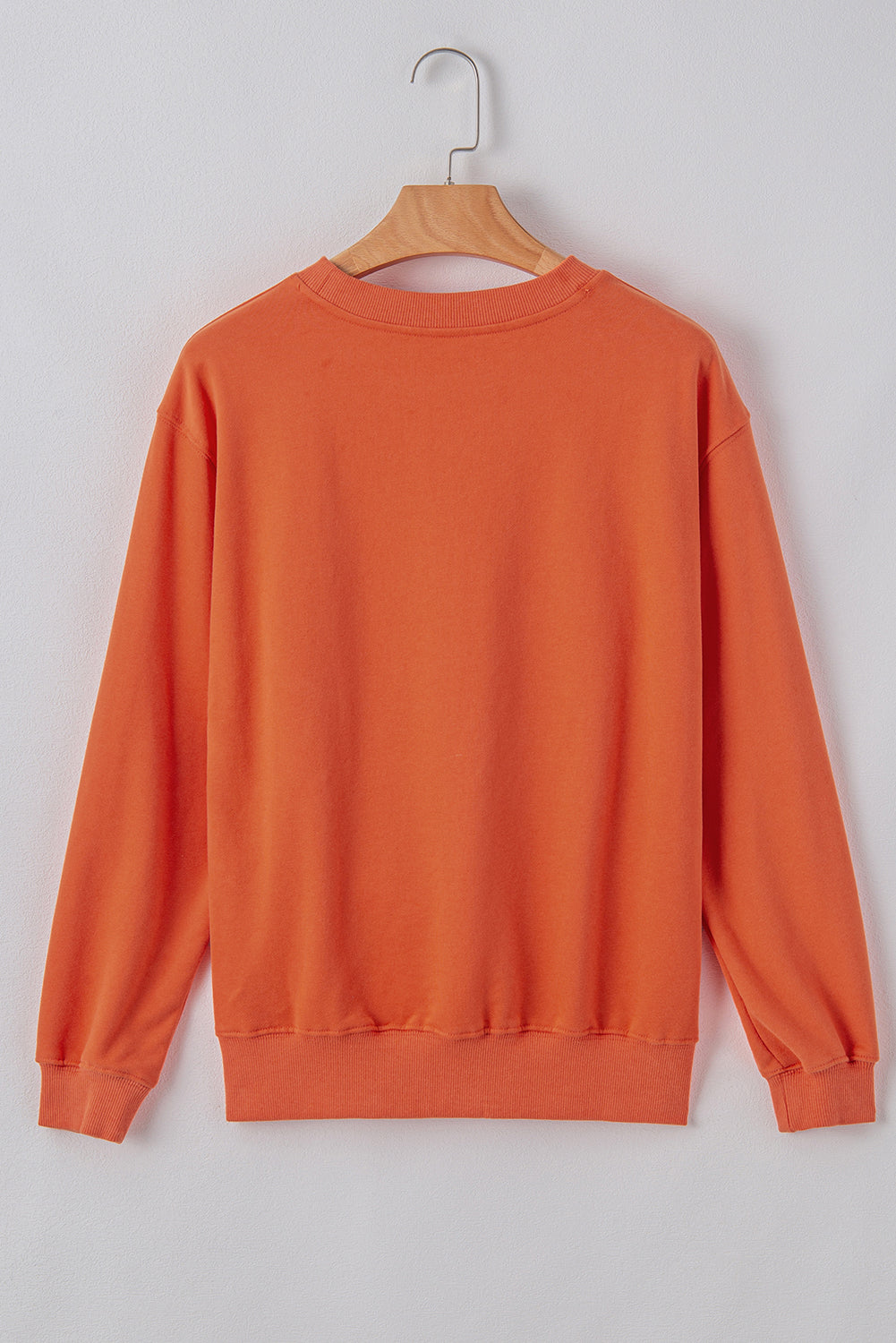 Navy Blue Plain Drop Shoulder Crewneck Pullover Sweatshirt