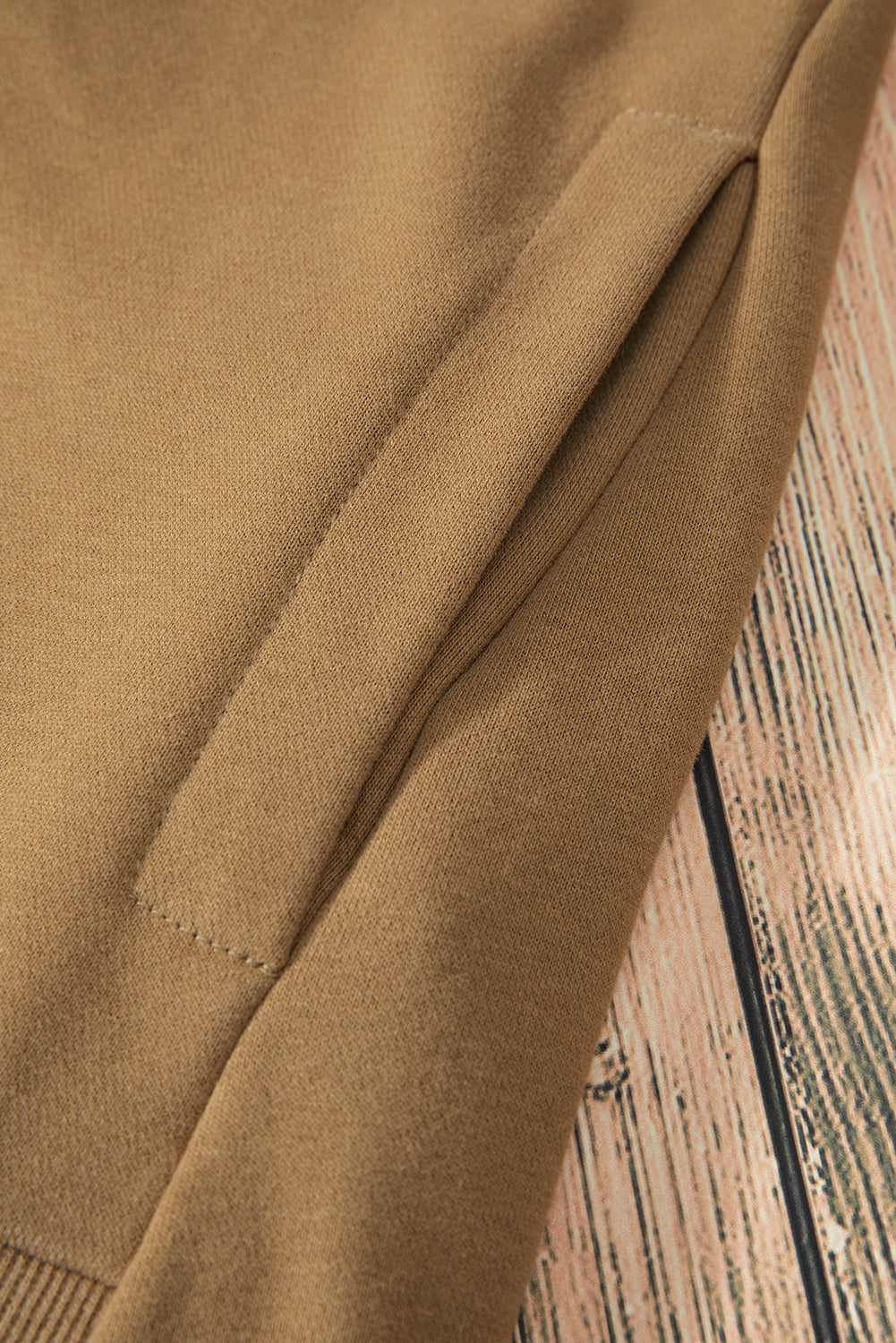 Parchment Solid O Neck High Low Hem Pullover Sweatshirt
